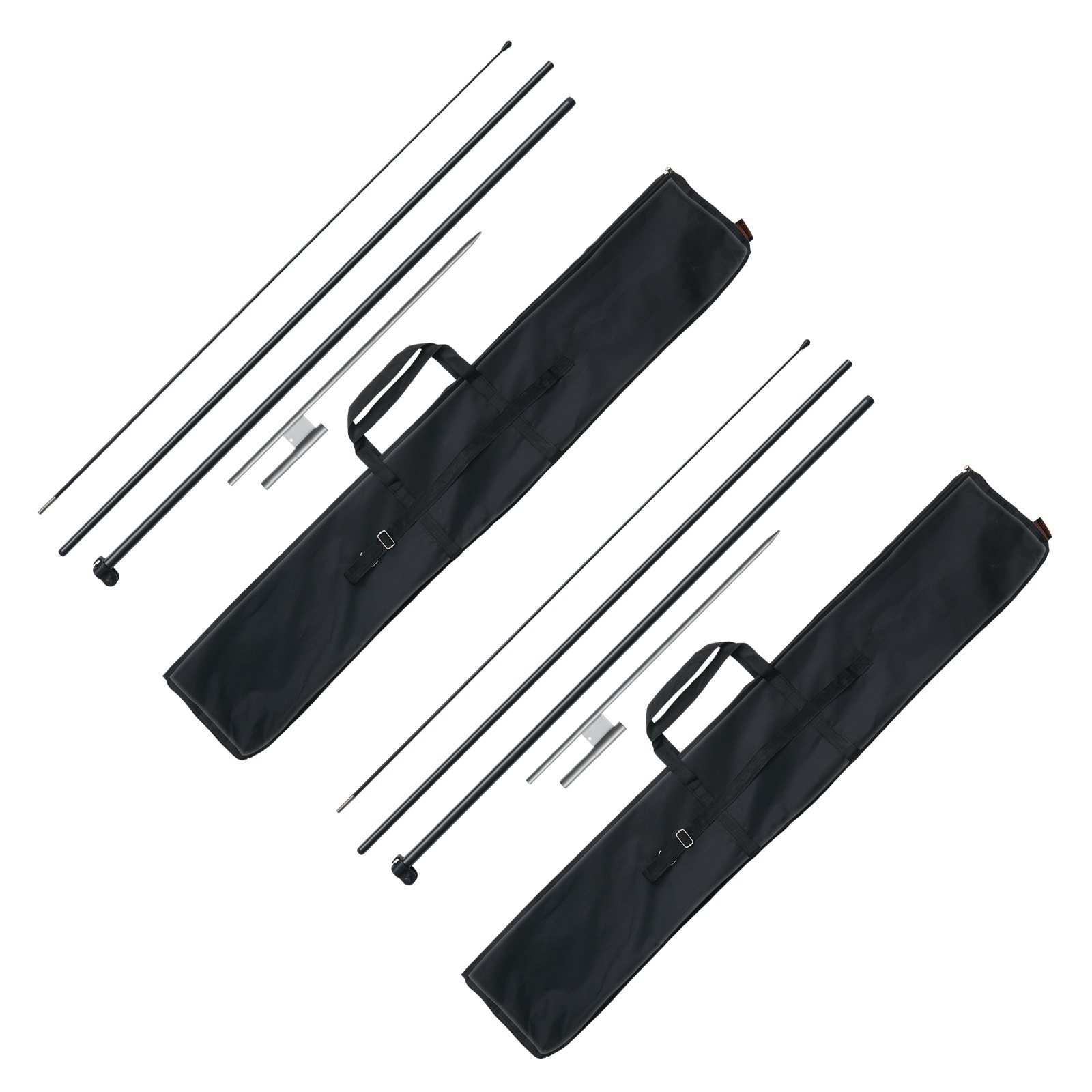 VEVOR Kit de mástil de bandera de plumas, 2 paquetes de mástil de bandera Swooper de 12,7 pies, mástiles de bandera de señalización para banderas publicitarias comerciales al aire libre, con estacas de tierra y una bolsa de transporte (bandera no incluida)