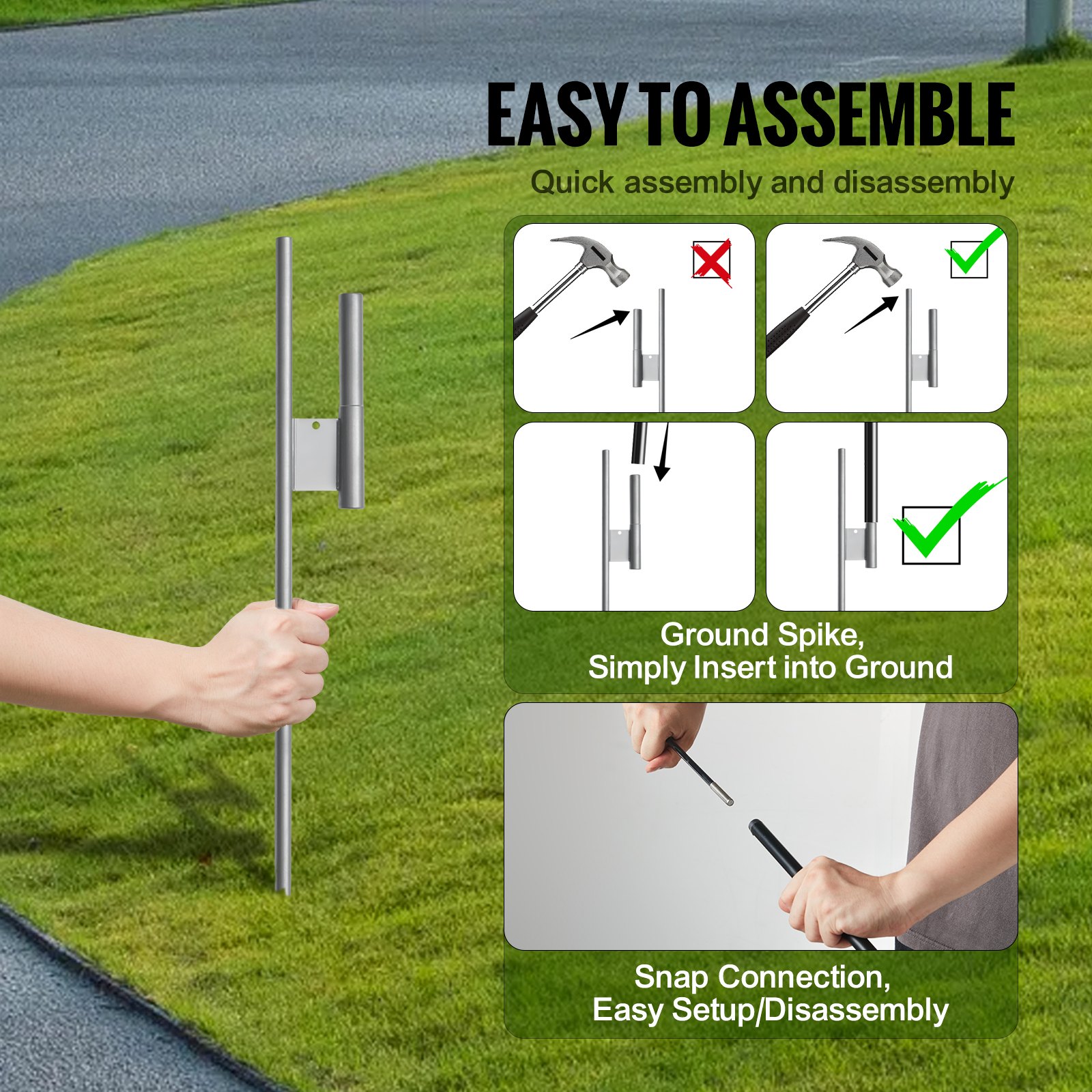 VEVOR Kit de mástil de bandera de plumas, 4 paquetes de mástil de bandera Swooper de 16,3 pies, mástiles de bandera de señalización para banderas publicitarias comerciales al aire libre, con estacas de tierra y una bolsa de transporte (bandera no incluida)