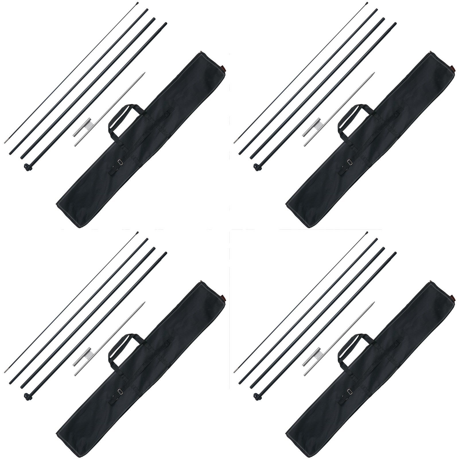 VEVOR Kit de mástil de bandera de plumas, 4 paquetes de mástil de bandera Swooper de 16,3 pies, mástiles de bandera de señalización para banderas publicitarias comerciales al aire libre, con estacas de tierra y una bolsa de transporte (bandera no incluida)