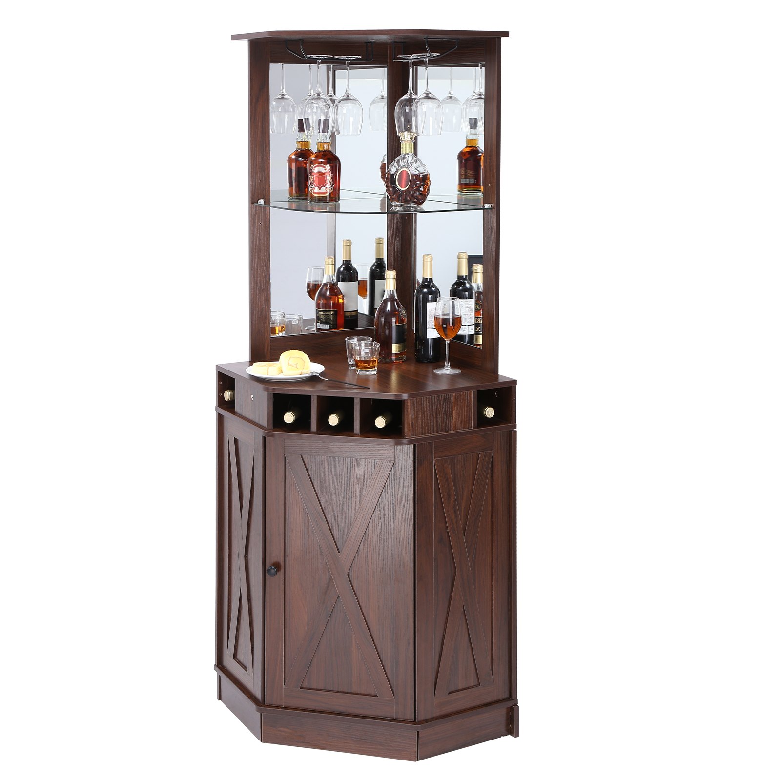 VEVOR Muebles de bar industrial Mesa de bar de vinos con soporte de vidrio