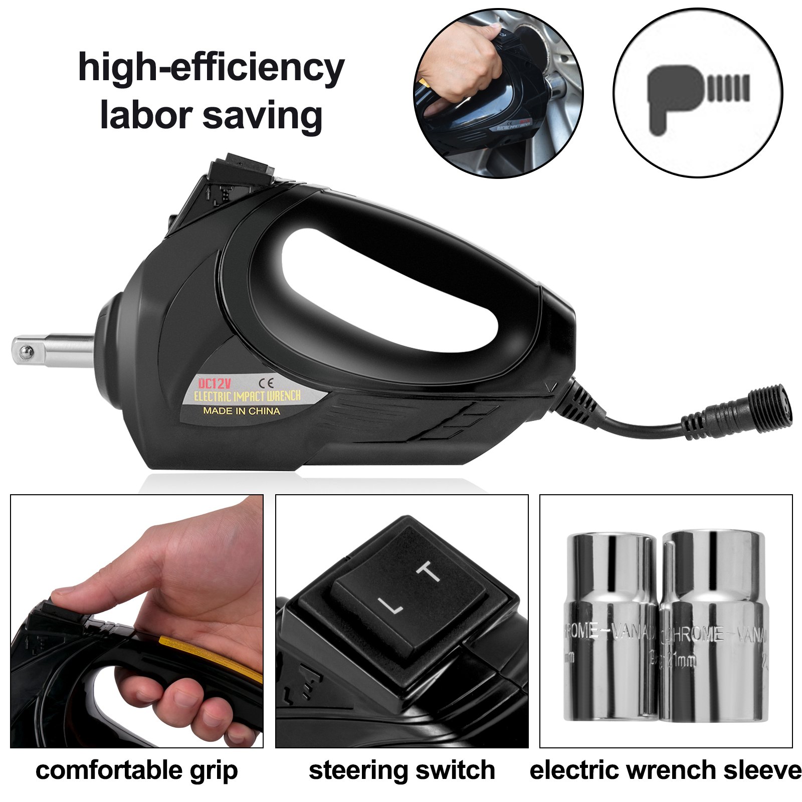 VEVOR Gato de tijera eléctrico 3 T Gato eléctrico para automóvil 12 V Gato eléctrico para coche elevador eléctrico, coche con bomba inflable
