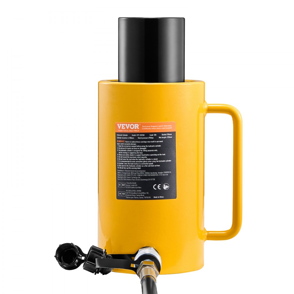 VEVOR Cilindro de Pistón Hidráulico 50 T Carrera 150 mm Taller de Simple Efecto