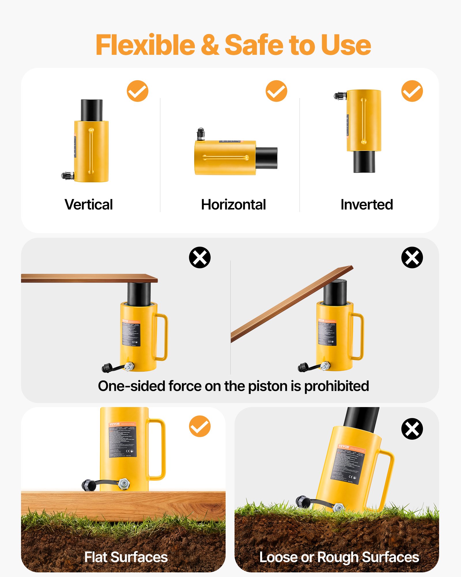 VEVOR Cilindro de Pistón Hidráulico 50 T Carrera 150 mm Taller de Simple Efecto