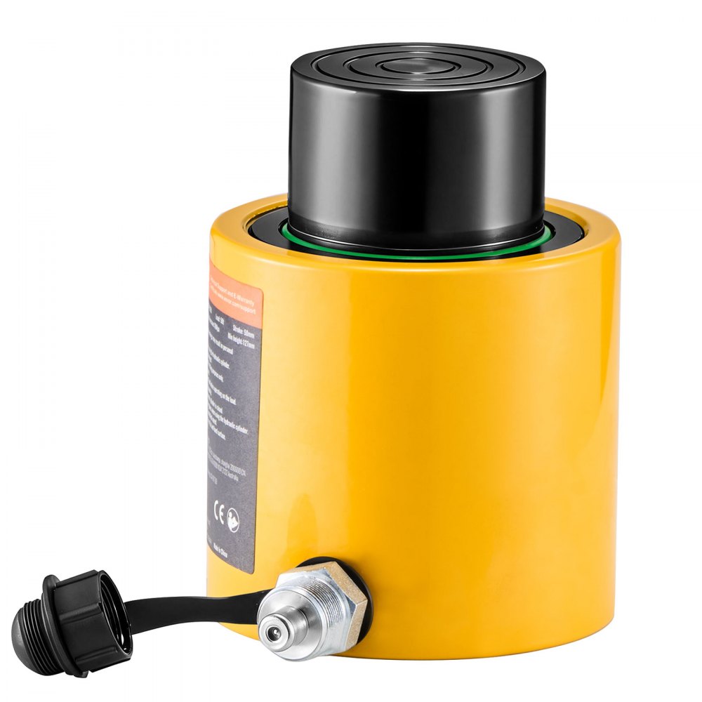 VEVOR Gato Hidráulico Carretilla Capacidad de 50 t, Gato Hidráulico para Coche, Carrera del Pistón de 50 mm, Simple Efecto, Altura Total de 112 mm, para Coche, Furgoneta, Barco, Camión, Caravana