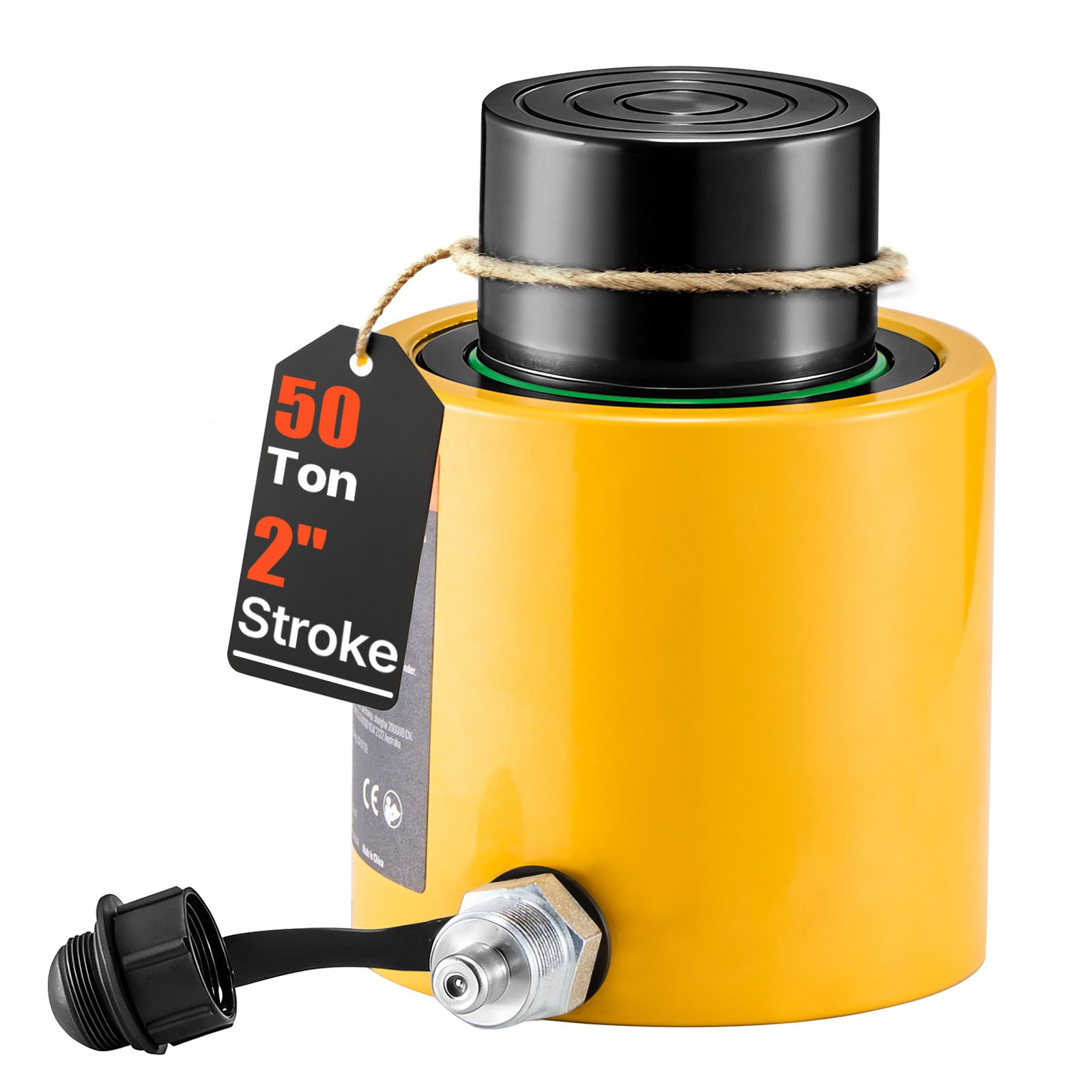VEVOR Gato Hidráulico Carretilla Capacidad de 50 t, Gato Hidráulico para Coche, Carrera del Pistón de 50 mm, Simple Efecto, Altura Total de 112 mm, para Coche, Furgoneta, Barco, Camión, Caravana