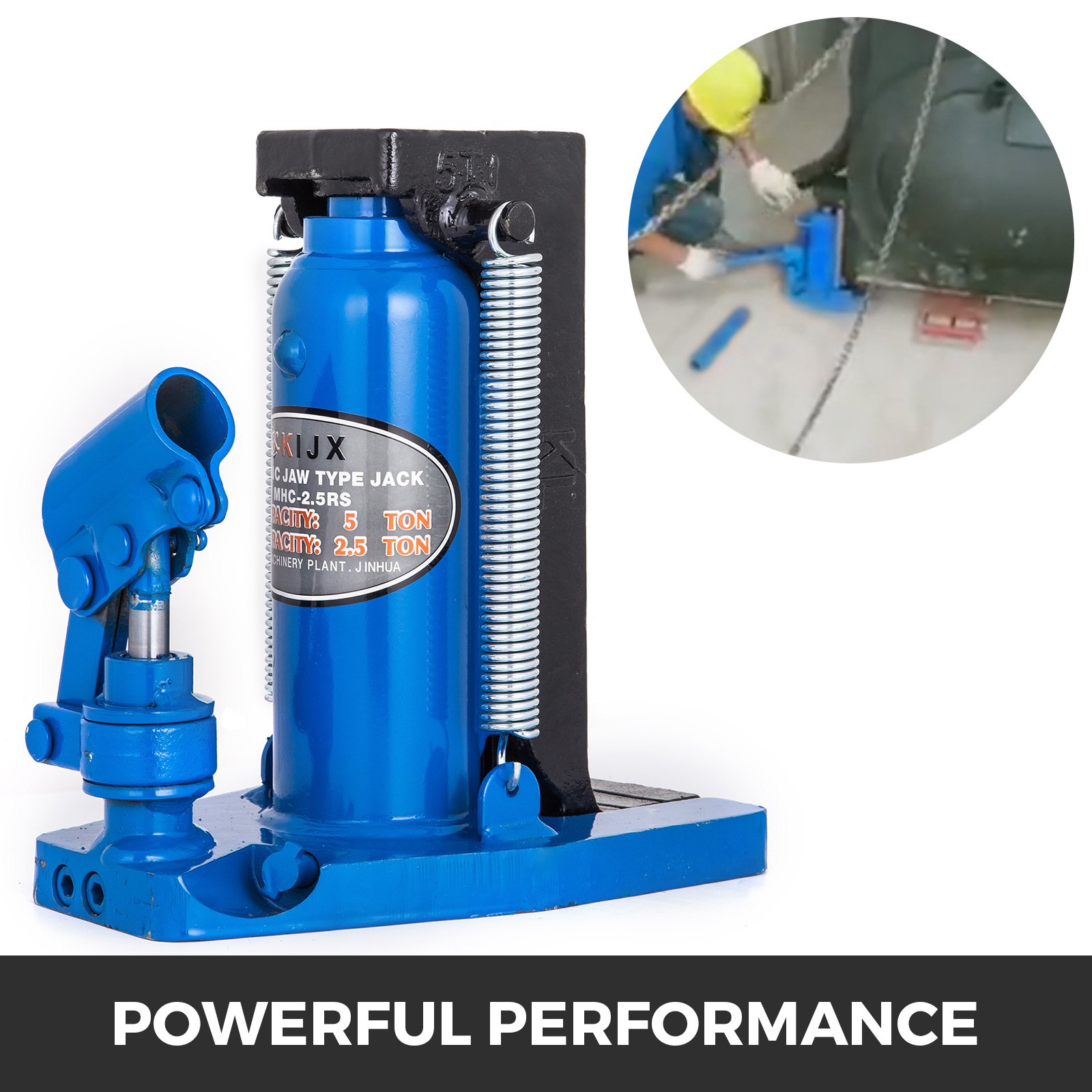 VEVOR Gato Hidráulico de 5T Elevador de Botella de Acero Inoxidable Elevador de Coches Hidráulico 11000lb Azul para Automóviles Furgonetas y Camiones