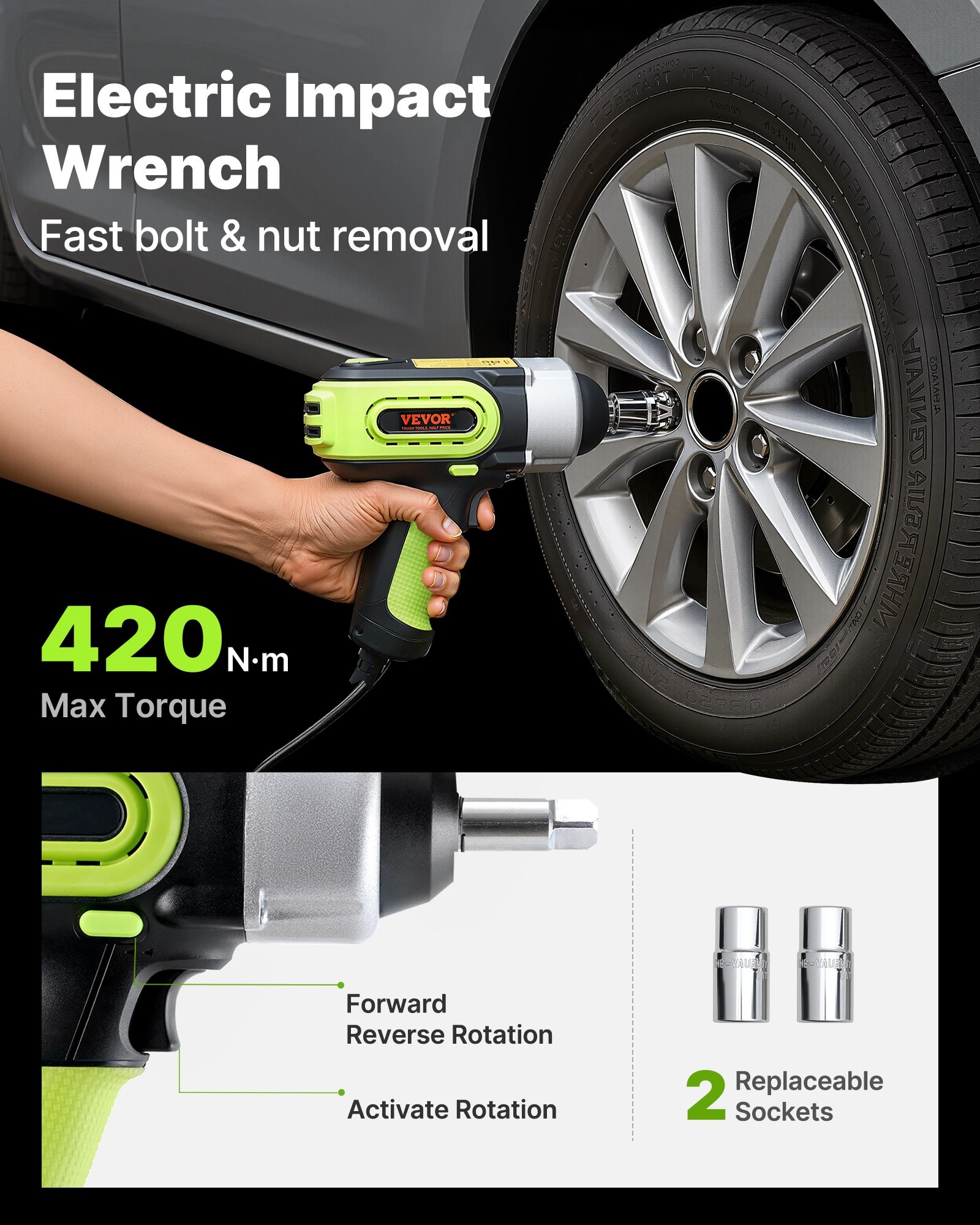VEVOR Kit de Gato Hidráulico Eléctrico, 5 T Gato Hidráulico Eléctrico 4 Funciones, 12 V Gato Eléctrico para Automóvil Gato Eléctrico, Gato Eléctrico Hidráulico para Sedanes SUV o Cualquier Vehículo