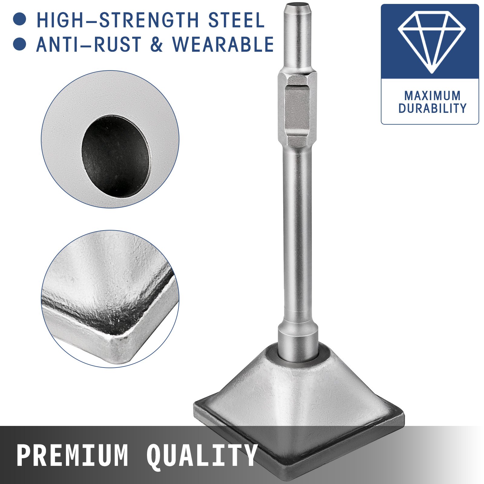 VEVOR 1-1/8" Vástago Hexagonal Apisonador Martillo Neumático Placa Compactadora de Acero con Puntas Puntiagudas de Cincel Martillo de Demolición para Compactador de Suelo Martillo Rompedor de Hormigón