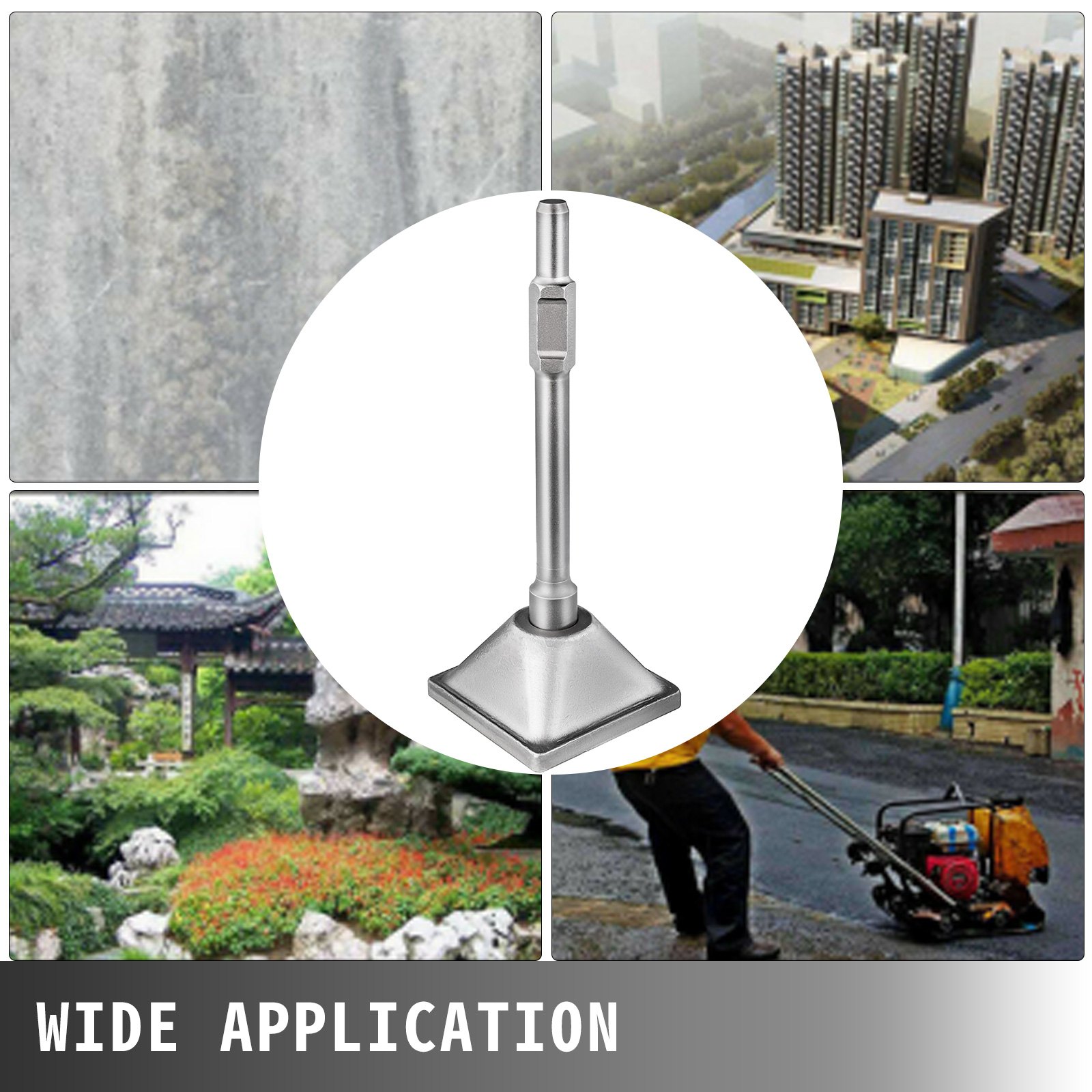 VEVOR 1-1/8" Vástago Hexagonal Apisonador Martillo Neumático Placa Compactadora de Acero con Puntas Puntiagudas de Cincel Martillo de Demolición para Compactador de Suelo Martillo Rompedor de Hormigón