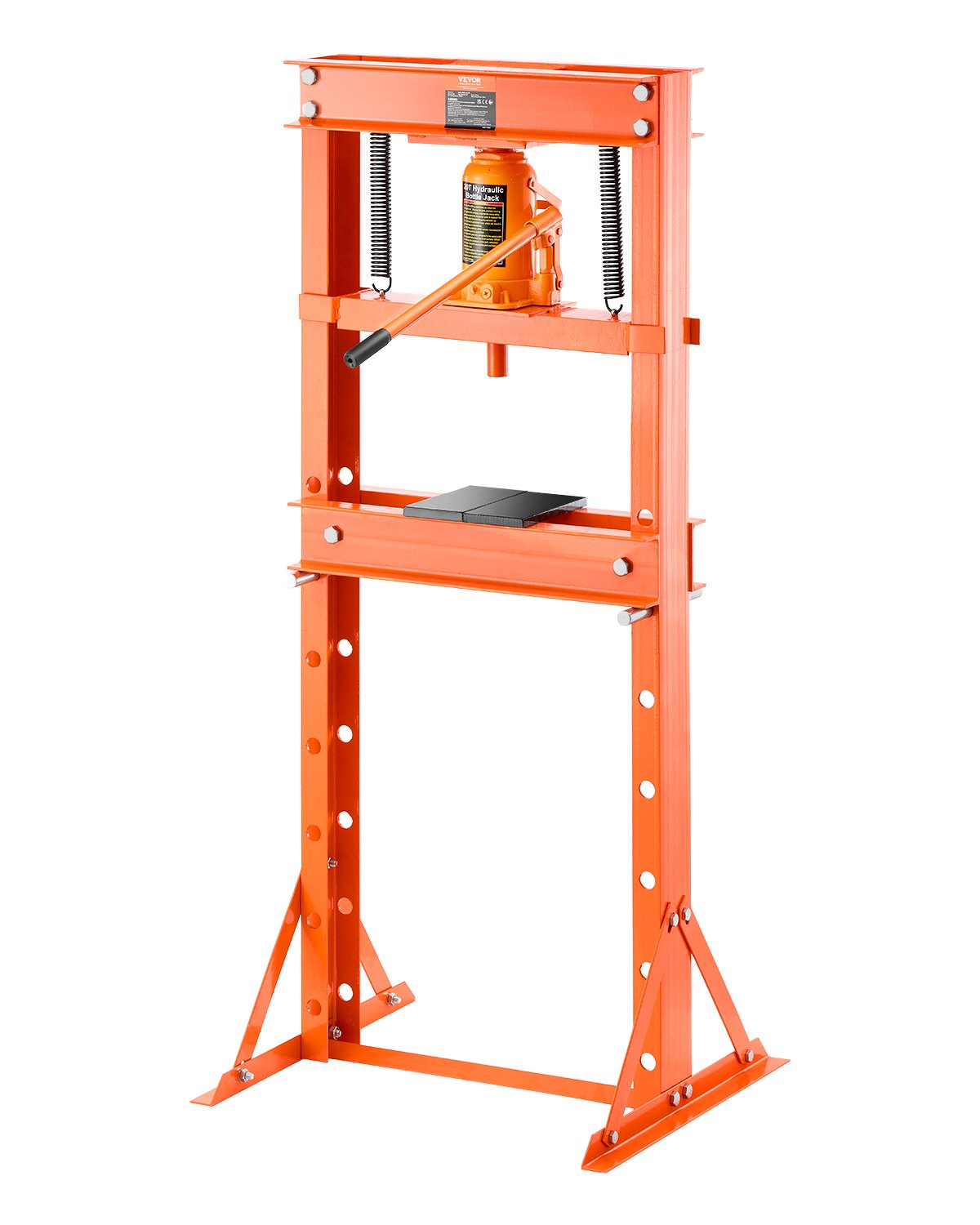 VEVOR Prensa Hidráulica de Taller, con Marco en H de 20 T con Placa de Prensa y Soporte Triangular, para Piso de Garaje Estable con Válvula de Alivio, para Doblar, Enderezar, 682 x 595 x 1496 mm