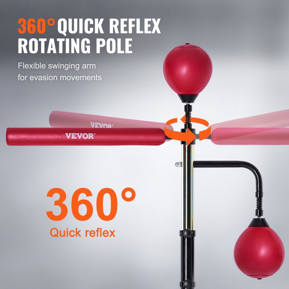 VEVOR Saco de Boxeo con Soporte 965 x 480 x 1580 mm Saco de Boxeo Reflex para Adolescentes y Adultos Saco de Boxeo Independiente de Altura Ajustable con Guantes Saco de Boxeo para Entrenamiento, Rojo