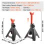 VEVOR Soportes de Gato Capacidad de 6 Toneladas Soportes de Gato para Automóvil con Doble Bloqueo Altura Ajustable de 360-585 mm para Levantar SUV, Camioneta, Automóvil y UTV/ATV, 1 Par