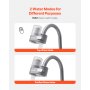 VEVOR Filtro de Agua de Fibra de Carbono para Grifo de Fregadero Purificador de Agua Vertical 2 Modos Elimina Cloro Plomo con 3 Filtros Compatible con la Mayoría de Grifos de Cocina, Baño, Gris