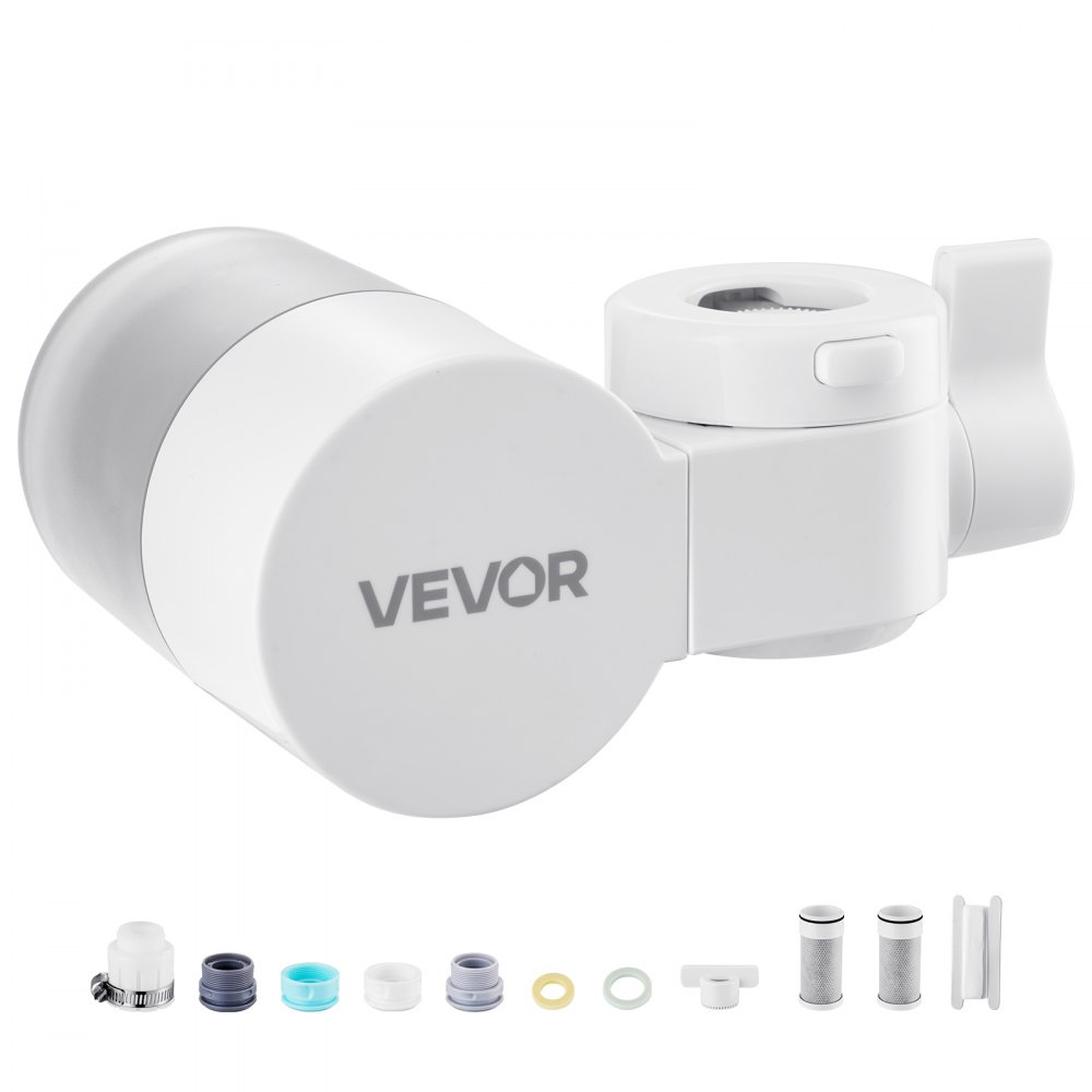 VEVOR Filtro de Agua de Fibra de Carbono para Grifo de Fregadero Purificador de Agua Horizontal 3 Modos Elimina Cloro Plomo con 3 Filtros Compatible con la Mayoría de Grifos de Cocina, Baño, Blanco