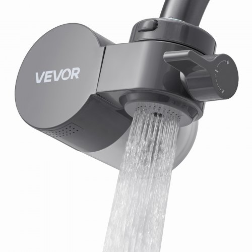 VEVOR Filtro de Agua de Fibra de Carbono para Grifo de Fregadero Purificador de Agua Horizontal 3 Modos Elimina Cloro Plomo con 1 Filtro Compatible con la Mayoría de Grifos de Cocina, Baño, Gris