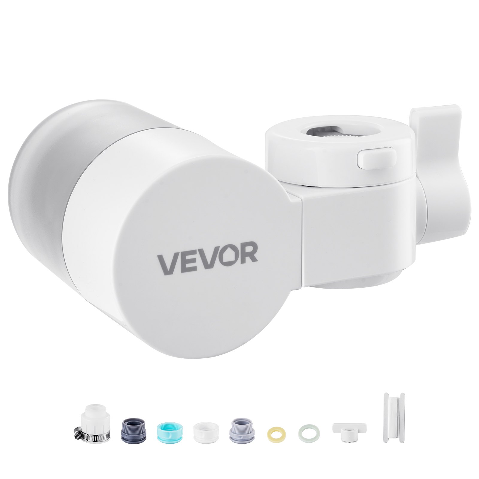 VEVOR Filtro de Agua de Fibra de Carbono para Grifo de Fregadero Purificador de Agua Horizontal 3 Modos Elimina Cloro Plomo con 1 Filtro Compatible con la Mayoría de Grifos de Cocina, Baño, Blanco