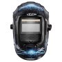 VEVOR Welding Helmet Auto Darkening, 93 x 43 mm True Color Welding Hood, Solar Powered Welder Mask 2 Arc Sensors, Shade 4/9-13 for TIG MIG ARC Weld Grinding - CRIUS Series (Blue Lightning Pattern)