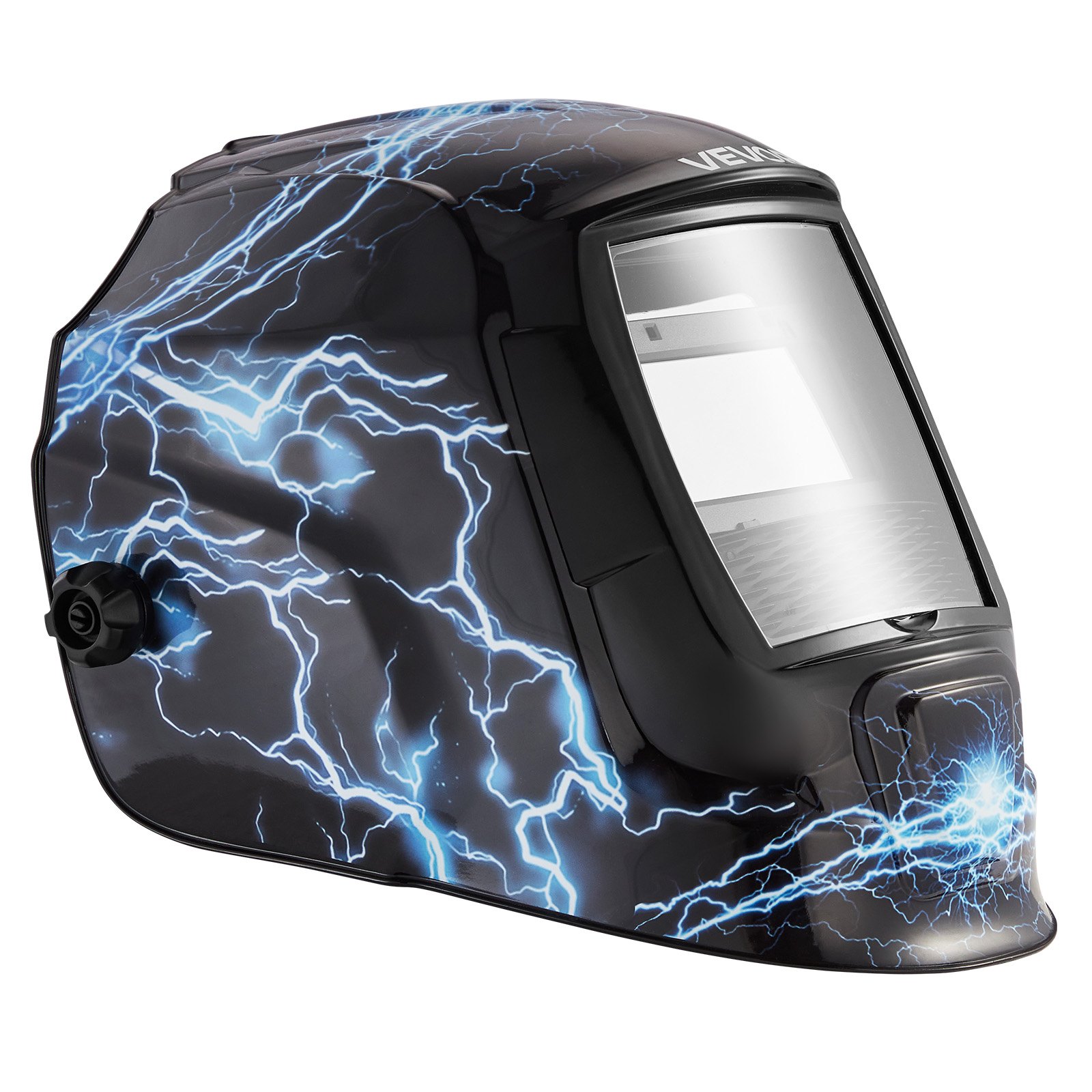 VEVOR Casco de Soldadura, con Oscurecimiento Automático Solar, Visión Amplia de 93 x 42,9 mm, con 2 Sensores de Arco, Tono DIN 4/9-13, para Soldadura TIG, MIG y Arco, Esmerilado, Rayos Azules