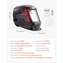 VEVOR Casco de Soldadura con Oscurecimiento Automático Solar, Pantalla a Color Real de 100 x 80 mm, con 4 Sensores de Arco, Tono DIN 4/5-9/9-13, para Soldadura TIG, MIG y Arco, Estilo Ciberpunk