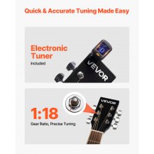 VEVOR Guitarra Acústica con Corte de 1041,4 mm con Tapa de Abeto Macizo Negro