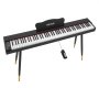 VEVOR Piano Eléctrico de Tamaño Completo de 88 Teclas, con Soporte, 600 Tonos y 600 Ritmos, con Pedal, Altavoz, Conector para Auriculares, USB/MIDI, Adaptador de Corriente, para Principiantes, Negro