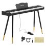 VEVOR Piano Eléctrico de Tamaño Completo de 88 Teclas, con Soporte, 600 Tonos y 600 Ritmos, con Pedal, Altavoz, Conector para Auriculares, USB/MIDI, Adaptador de Corriente, para Principiantes, Negro