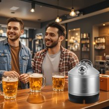 VEVOR Kit de Limpieza para Barriles de Cerveza de 6,5 L, de Acero Inoxidable 304, con Anilla en D y Base de Goma, Apto para Cerveceros Caseros y Pequeños Negocios de Bebidas, 235 x 250 x 285 mm