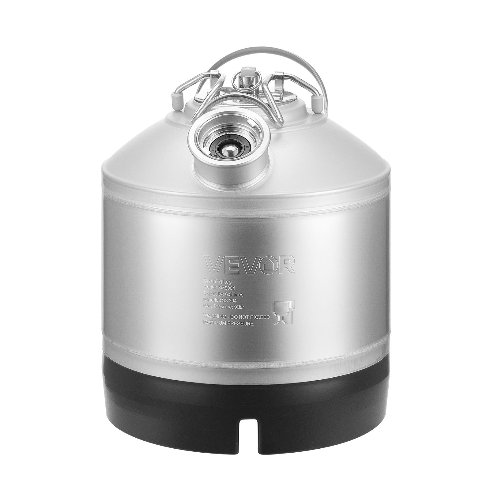 VEVOR Kit de Limpieza para Barriles de Cerveza de 6,5 L, de Acero Inoxidable 304, con Anilla en D y Base de Goma, Apto para Cerveceros Caseros y Pequeños Negocios de Bebidas, 235 x 250 x 285 mm