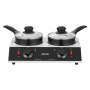 VEVOR Chocolate Melting Pot - 2 x 1 L Pots, 30℃ to 85℃ Choc Warm Machine, 80W Even Cheese Melter, 2 Knobs Temp Control, 2 Ceramic Coated Pots, Electric Warmer for Mulled Milk Candy, Commercial & Home