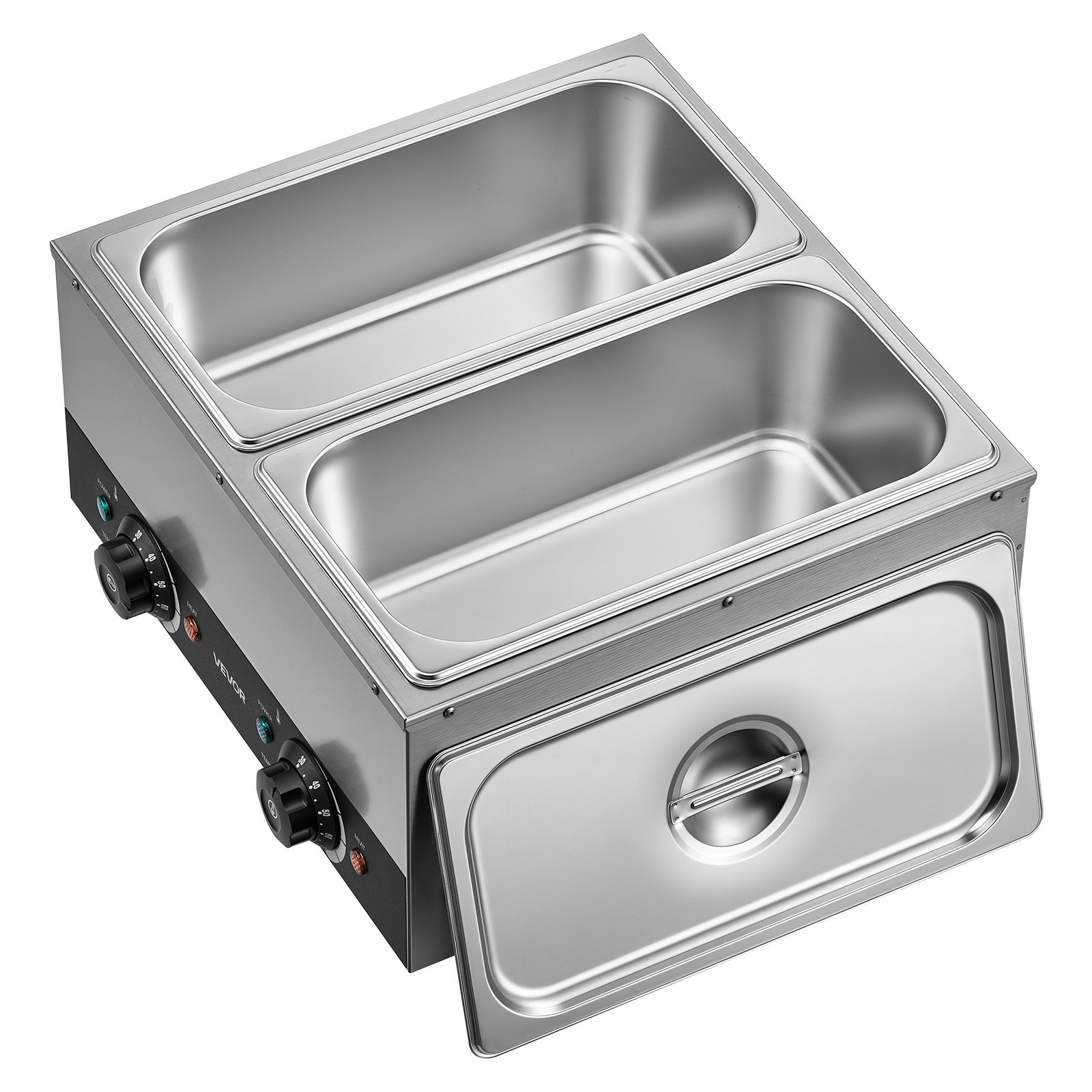 VEVOR Máquina para Derretir Chocolate 2 Tanques 1600W con 2 Perillas de Temperatura 30 a 85°C Control de Temperatura Independiente, Sistema de Calentamiento por Baño de Agua, Uso Comercial y Doméstico