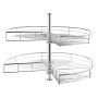 VEVOR Organizador de Esquina Cromado en Forma de Riñón, Estante de Almacenamiento de 2 Niveles con Altura Ajustable, Acero al Carbono para Gabinete de Esquina, Capacidad de 27 kg, 800 x 680 x 740 mm