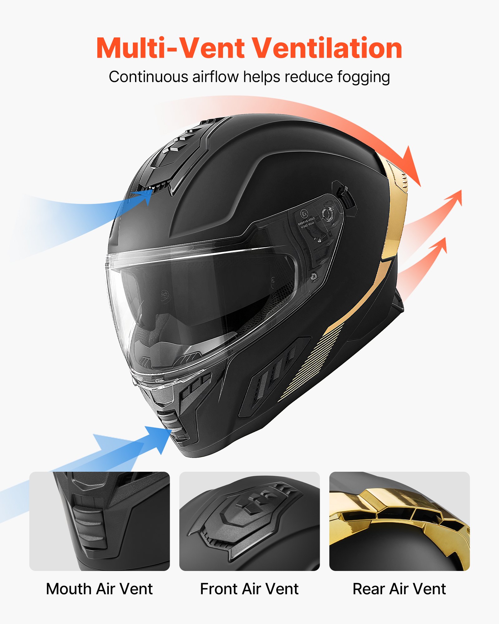 VEVOR Casco de Moto Integral Talla XL, Casco Integral para Motocicleta con Visera Doble, Carcasa de ABS, Ligero y Cómodo para Adultos, para Motocross y Motociclismo Urbano, Homologado por DOT y ECE