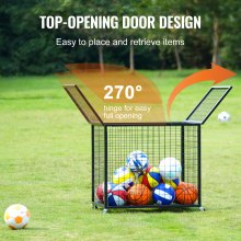 VEVOR Carro de Bolas con Cerradura 85x67,5x82,5 cm Jaula Móvil de Almacenamiento de Bolas con 4 Ruedas de Acero y Frenos Organizador para Equipo Deportivo Gimnasio Escuela Garaje Interior Exterior