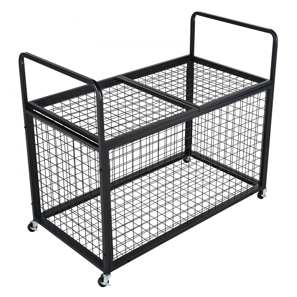 VEVOR Carro de Pelotas con Cerradura Jaula Móvil de Almacenamiento de Pelotas 115x61x91,2cm con 4 Ruedas de Acero y Frenos Organizador para Equipos Deportivos Gimnasio Escuela Garaje Interior Exterior