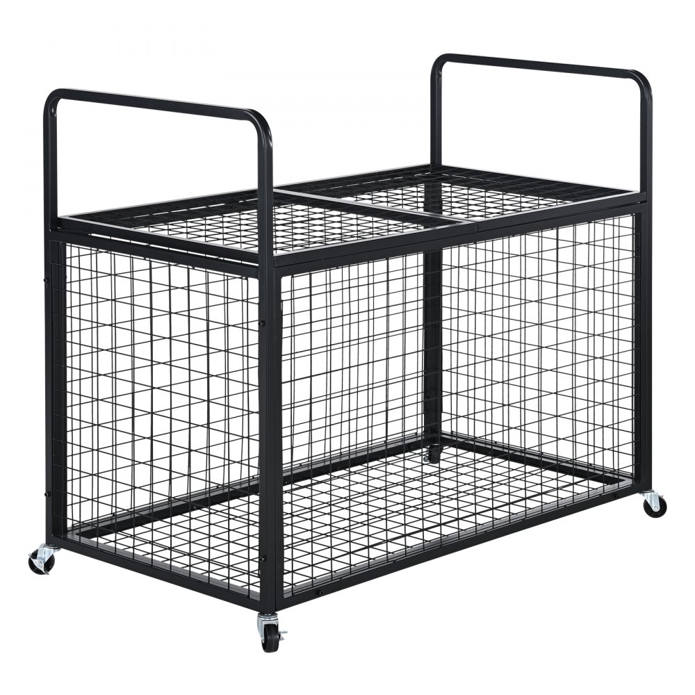 VEVOR Carro de Pelotas con Cerradura Jaula Móvil de Almacenamiento de Pelotas 115x61x91,2cm con 4 Ruedas de Acero y Frenos Organizador para Equipos Deportivos Gimnasio Escuela Garaje Interior Exterior