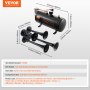 VEVOR Kit de 4 Bocinas de Trompeta Bocina de Automóvil de 150 dB con Compresor de Aire de 90-120 PSI Tanque de Aire de 3 L Bocina de Aire Universal de 12 V para Todos los Vehículos Trenes Barcos Auto