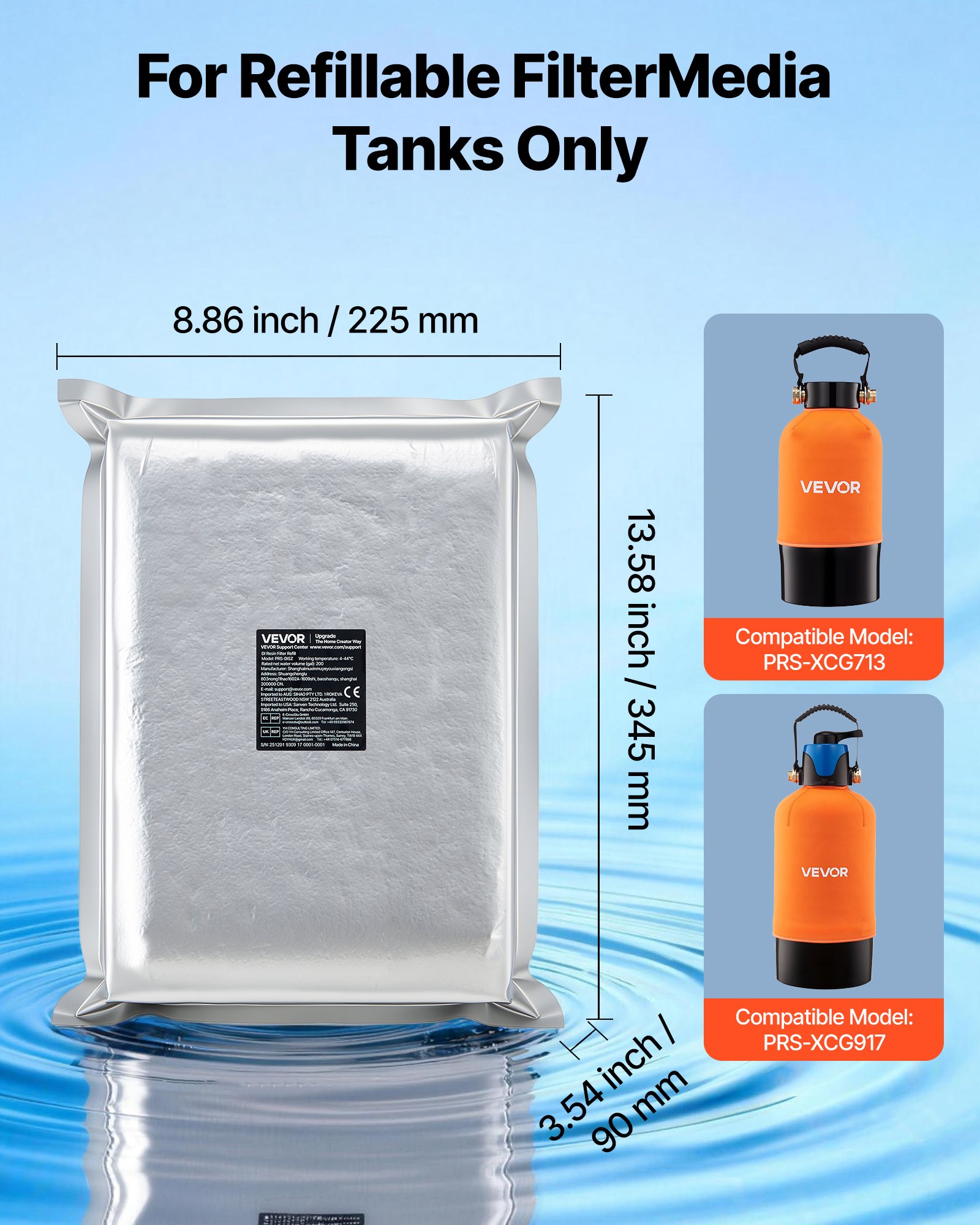 VEVOR Resina de Intercambio Iónico 5 L, Resina Desionizada de Lecho Mixto para Sistema de Lavado Impecable, Repuesto de Filtro DI, para Automóviles, Vehículos Recreativos, Embarcaciones, 1 Paquete