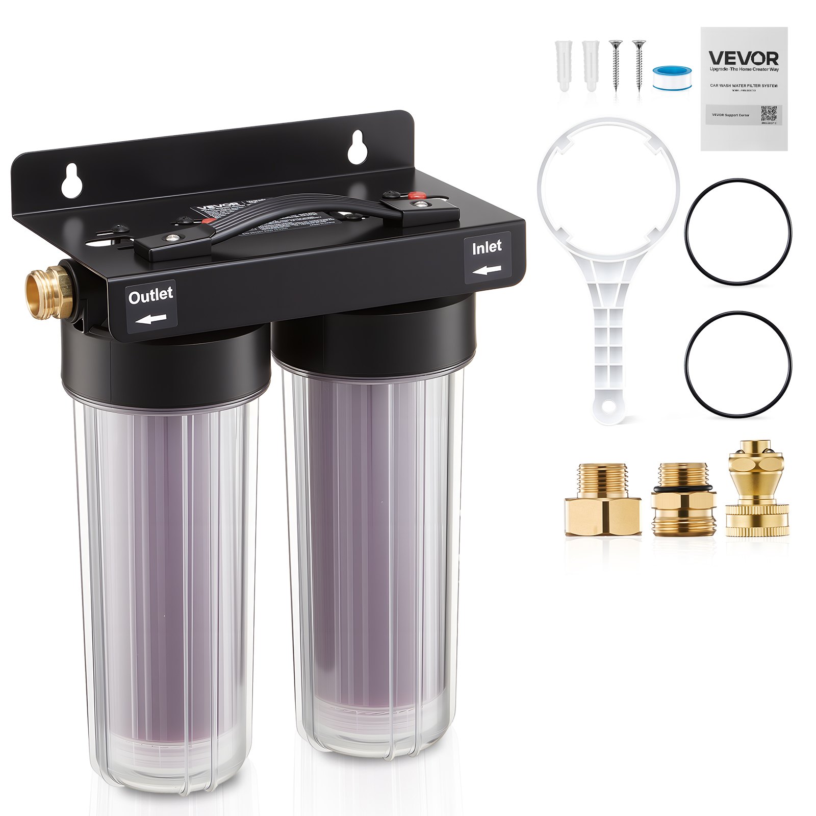VEVOR Sistema de Agua Desionizada con Resina de 2 x 5 L Cambio de Color, Sistema de Lavado de Coche, Desionizador de Agua para Sistema de Lavado Impecable, para Autos, Casas Rodantes, Ventanas