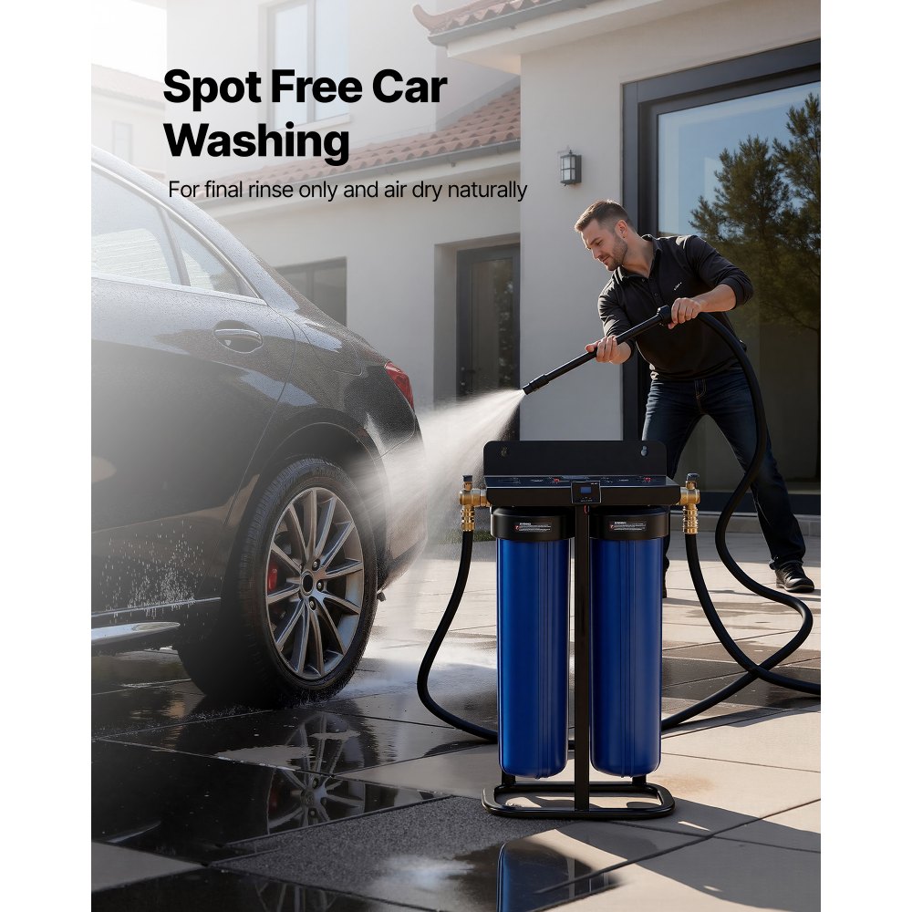 VEVOR Sistema de Agua Desionizada con Resina DI de 2 x 4L, Sistema de Lavado de Coche con Medidor de TDS, Válvula de Derivación, Tipo de Soporte, Desionizador de Agua para Lavado de Autos, Ventanas