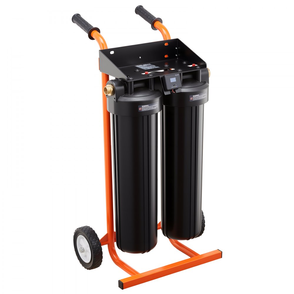 VEVOR Sistema de Agua Desionizada con Resina DI de 2 x 4 L, Sistema de Lavado de Coche con Medidor de TDS, Filtro Desionizador de Agua Portátil y sin Contacto, Tipo de Carrito, para Autos, Ventanas