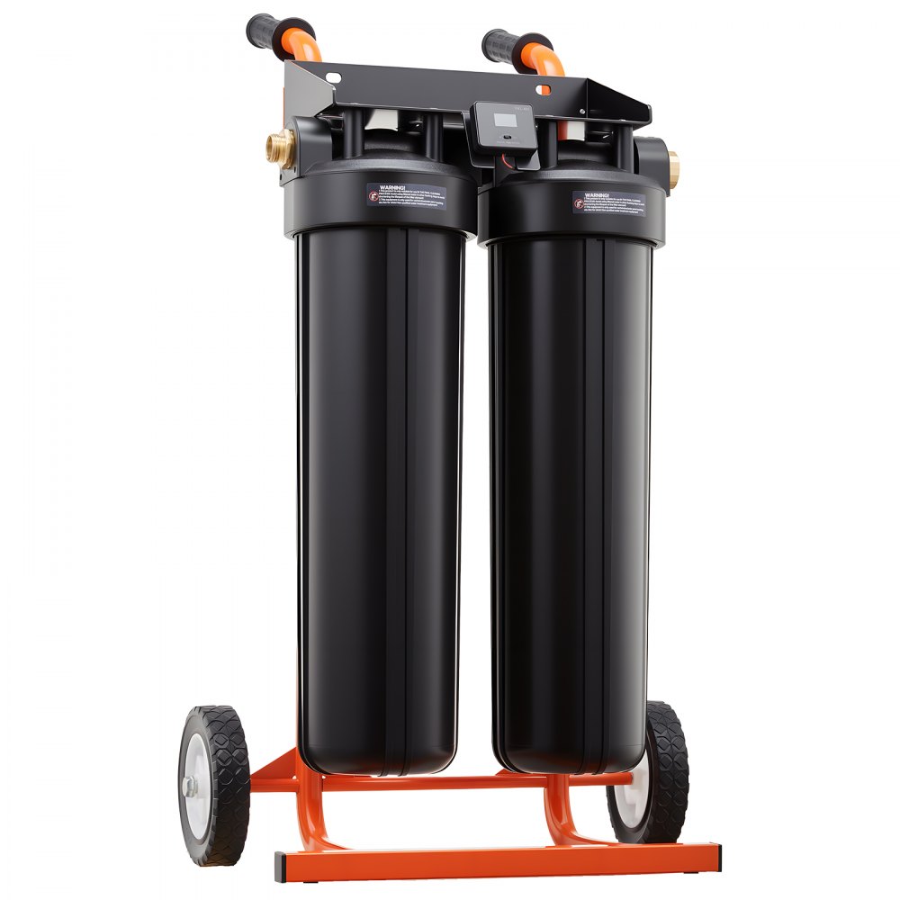 VEVOR Sistema de Agua Desionizada con Resina DI de 2 x 4 L, Sistema de Lavado de Coche con Medidor de TDS, Filtro Desionizador de Agua Portátil y sin Contacto, Tipo de Carrito, para Autos, Ventanas