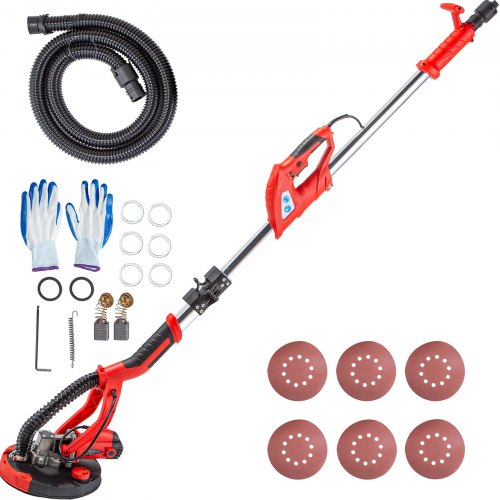 VEVOR Lijadora de Pared 850 W, Pulidora de Obra Seca 850 W, Lijadora Eléctrica para Paredes y Techos, Lijadora Jirafa, Ideal para Lijar Techos y Paredes, Plegable y Extensible, con Cable de 3 m