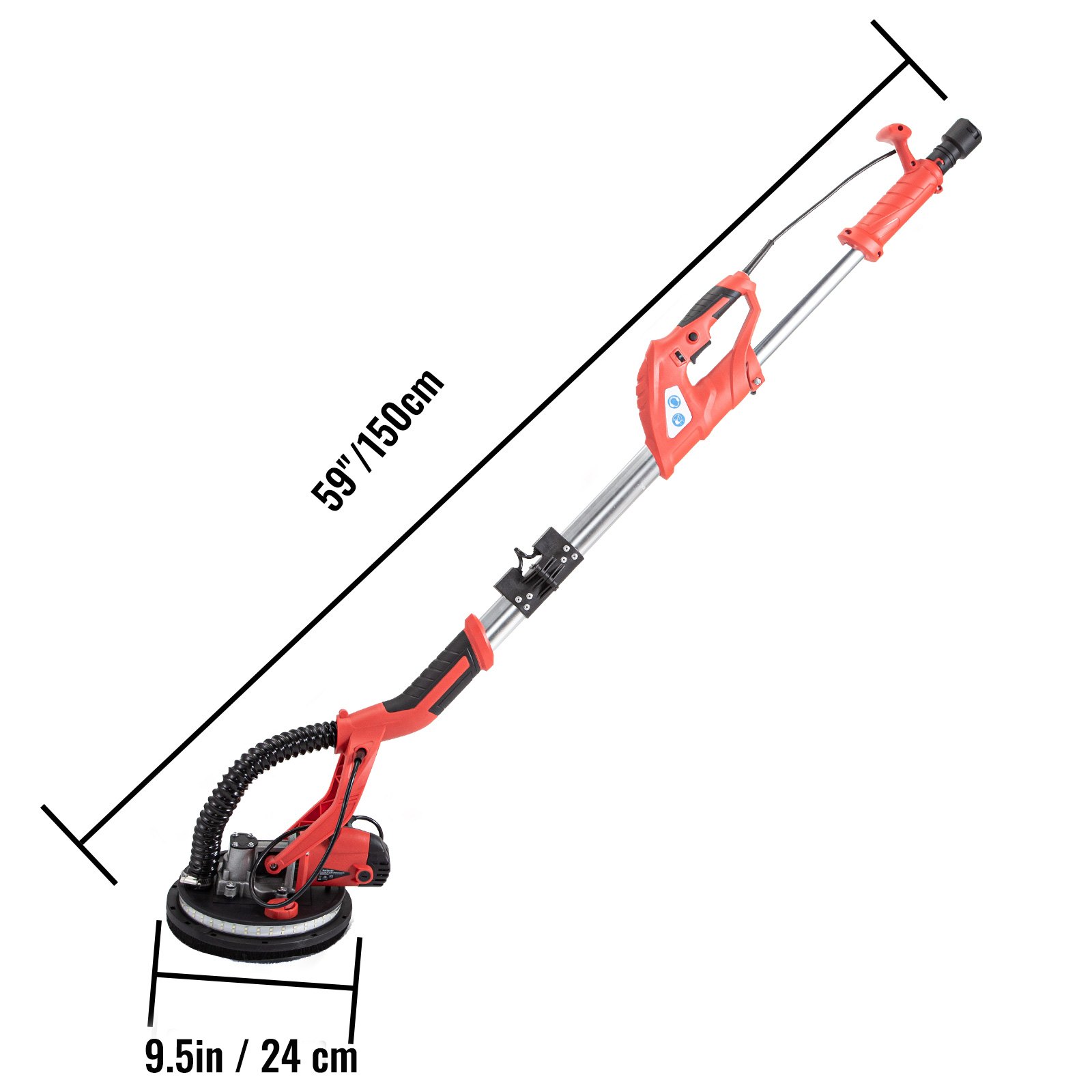 VEVOR Lijadora de Pared 850 W, Pulidora de Obra Seca 850 W, Lijadora Eléctrica para Paredes y Techos, Lijadora Jirafa, Ideal para Lijar Techos y Paredes, Extensible y Plegable, con Tira de Luz LED