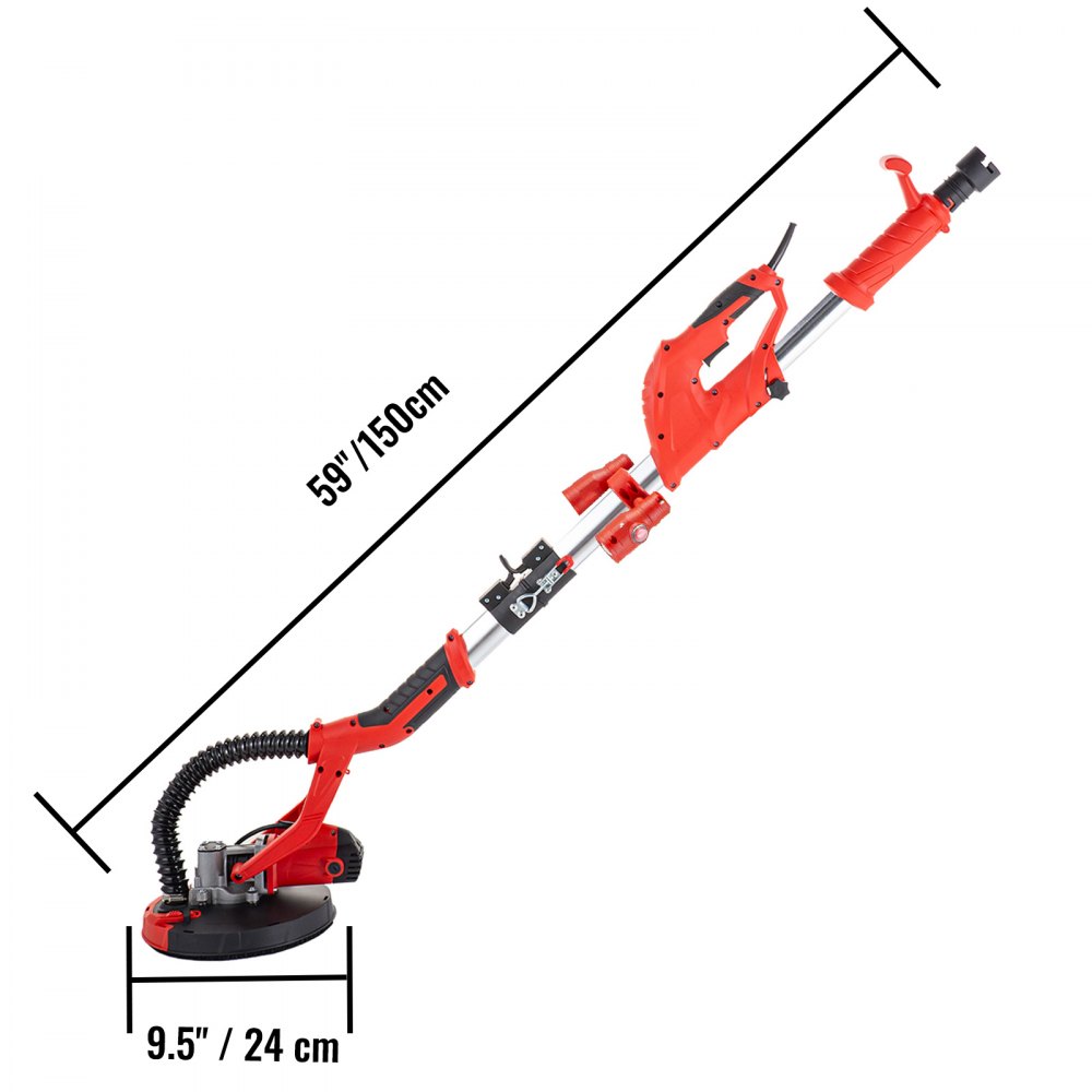 VEVOR Lijadora de Pared 850 W, Pulidora de Obra Seca 850 W, Lijadora Eléctrica para Paredes y Techos, Lijadora Jirafa, Ideal para Lijar Techos y Paredes, Extensible y Plegable, con Tira de Luz LED