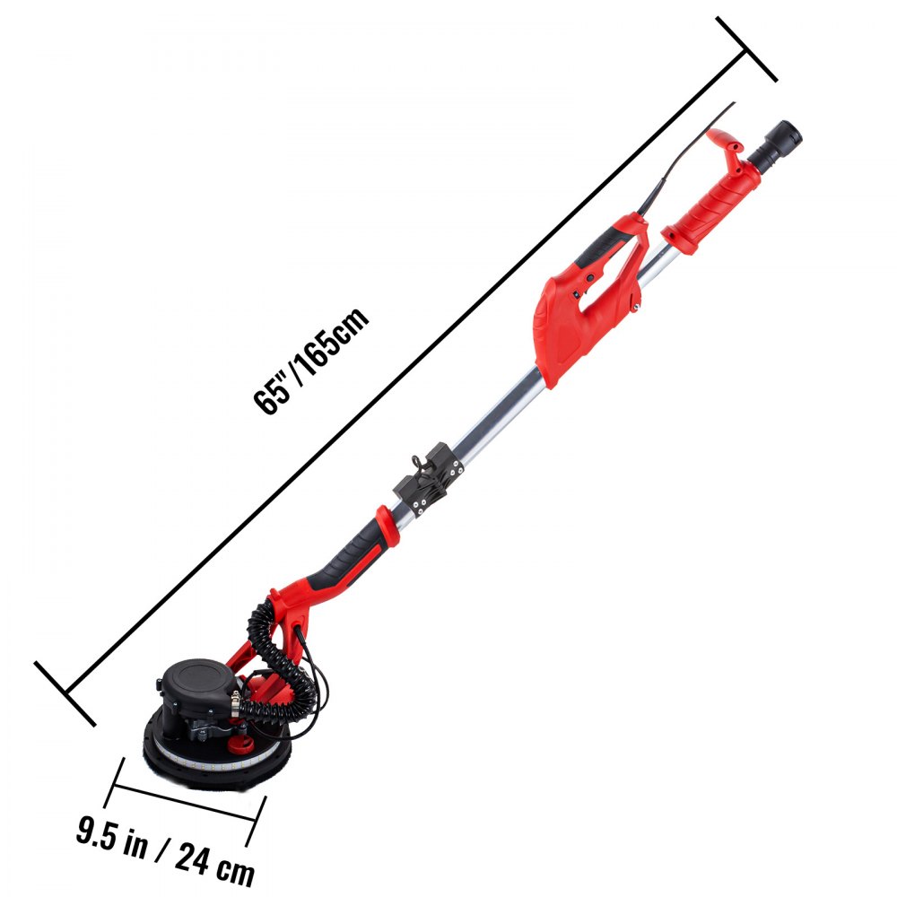 VEVOR Lijadora de Pared 850 W, Pulidora de Obra Seca 850 W, Lijadora Eléctrica para Paredes y Techos, Lijadora Jirafa, Ideal para Lijar Techos y Paredes, Plegable con Luz LED y Bolsa de Vacío