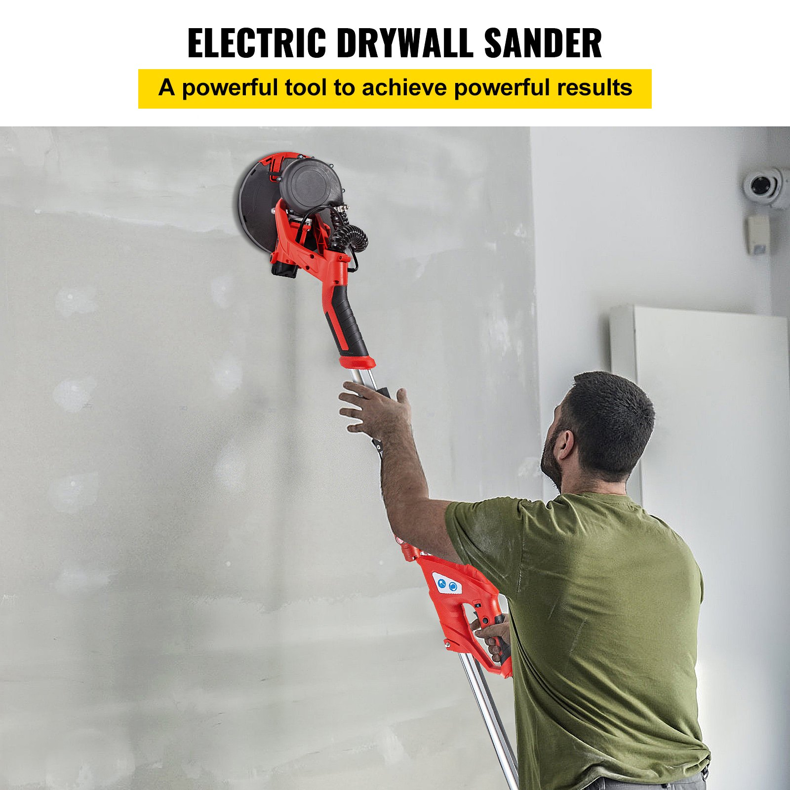 VEVOR Lijadora de Pared 850 W, Pulidora de Obra Seca 850 W, Lijadora Telescópica para Paredes y Techos, Lijadora Jirafa, Ideal para Lijar Techos y Paredes, Plegable con focos LED en el mango y Bolsa de Vacío