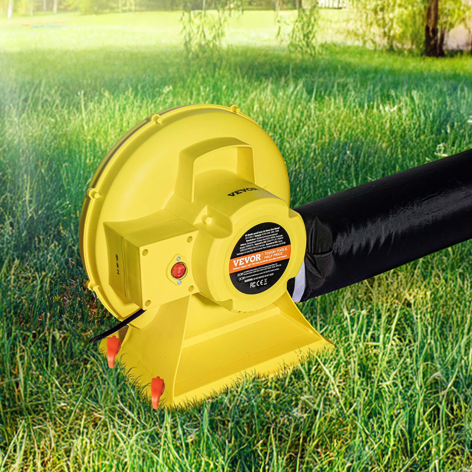 VEVOR Soplador de Aire para Castillos Inflables, 870 W y 950 W, 1,3 HP, Bomba Comercial, Ventilador Eléctrico 3300 RPM, Perfecto a Castillos Inflables, Toboganes de Agua, Amarillo, 420 x 240 x 420 mm