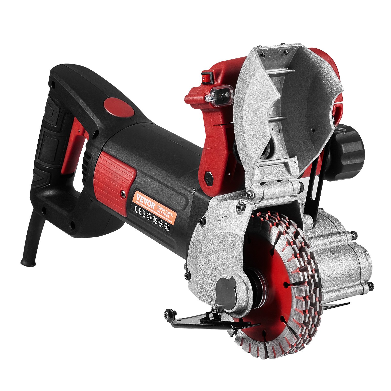 VEVOR Cortadora de Pared Profundidad de Corte de 34 mm Máquina Cortadora de Pared 2500 W Ancho de Corte de 38 mm Ranuradora de Pared con 5 Hojas de Sierra Diámetro de 160 mm con Rayos Infrarrojos