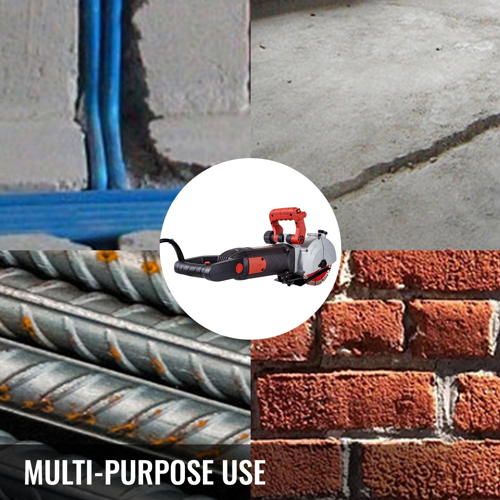 Vevor Cortadora De Ranuras De Pared 41 Mm De Profundidad Con Hojas 8 Piezas