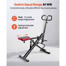 VEVOR Máquina de Sentadillas para Sentadillas Profundas en Casa, Plegable, con Resistencia Ajustable de 12 Niveles, Equipo de Entrenamiento en Casa para Glúteos y Piernas, 900 x 580 x 1120 mm